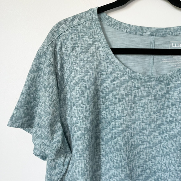LL Bean Streamside SS Tee Light Green Geometric Womens Plus 2X Stretch Outdoor - Picture 6 of 9